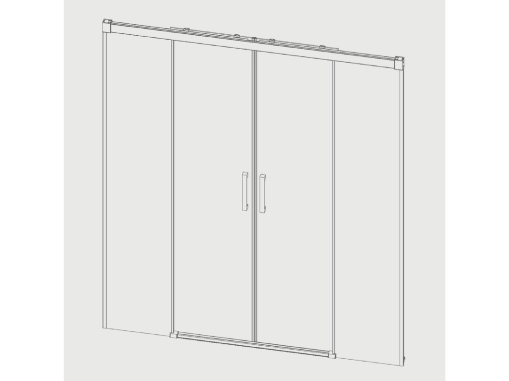 Paroi de douche 2 verres fixes 2 portes coulissantes GLASÉ profil noir mat 170 cm LPAF37175