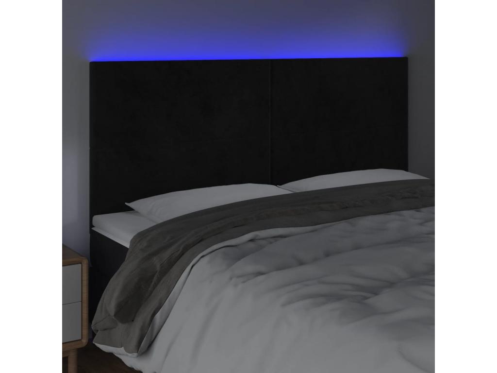 Tête de lit à LED Noir 180x5x118/128 cm Velours UQOT34290