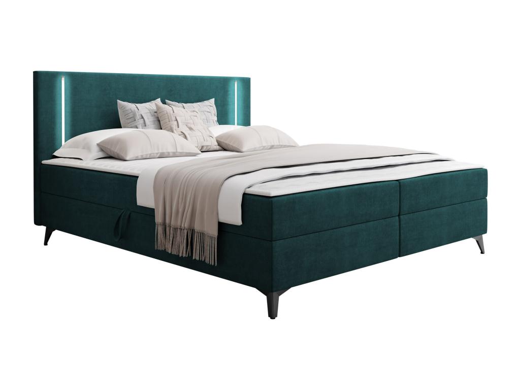 Lit continental Chezlova 147 Double Continental Vert 200x200 Tapisserie 205x207cm VOKF23223