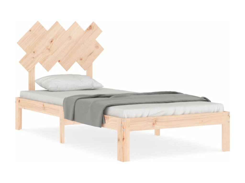 Cadre de lit avec tête de lit simple bois massif EGVW49081