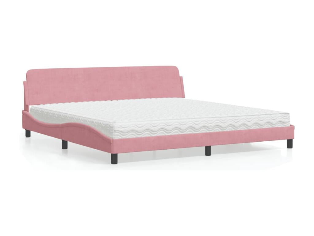 Lit avec matelas rose 200x200 cm velours AYNP83655