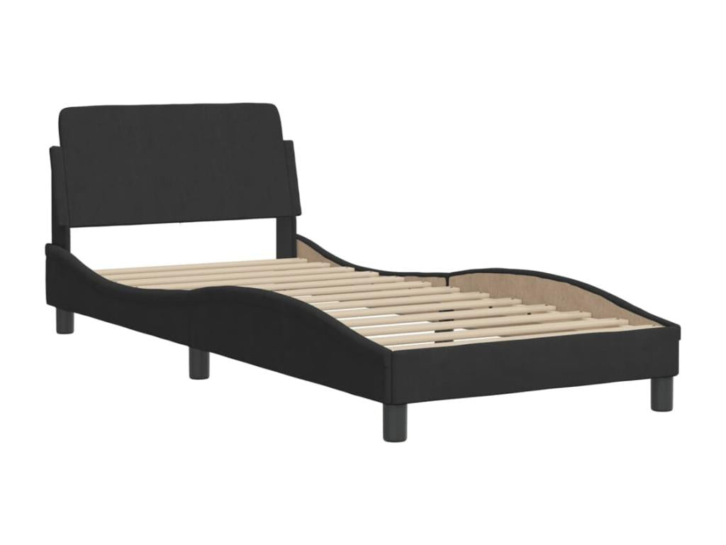 Lit avec matelas noir 80x200 cm velours HYCR11293