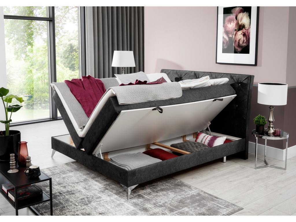 Artigeo Spring Lit Locarno S 140x200 /Tissu-Noir QGKN47665