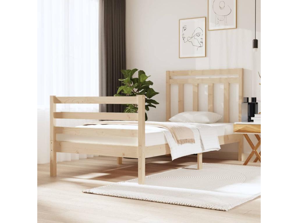 Cadre de lit Bois massif 90x190 cm Simple CYVN95043