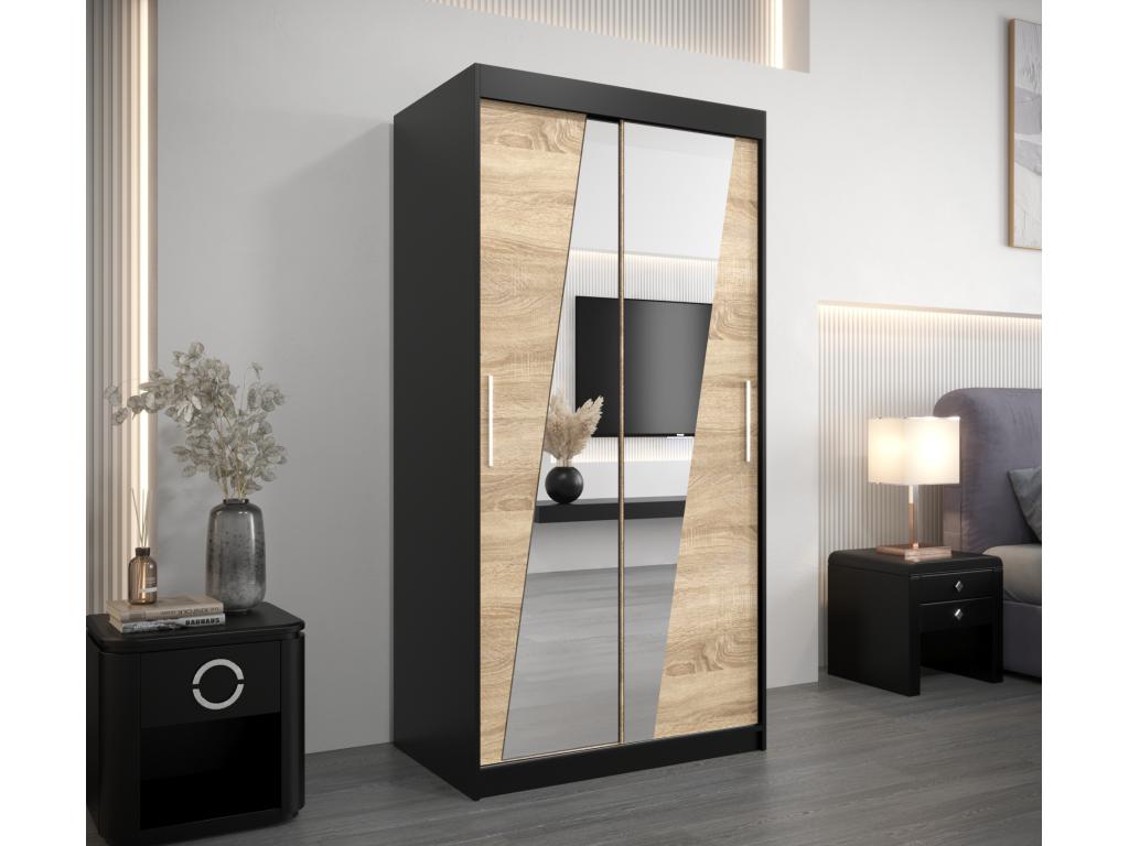 Armoire Rhomb À Portes Coulissantes 200/100/62 2 portes Noir/Chezlova DLRO54303
