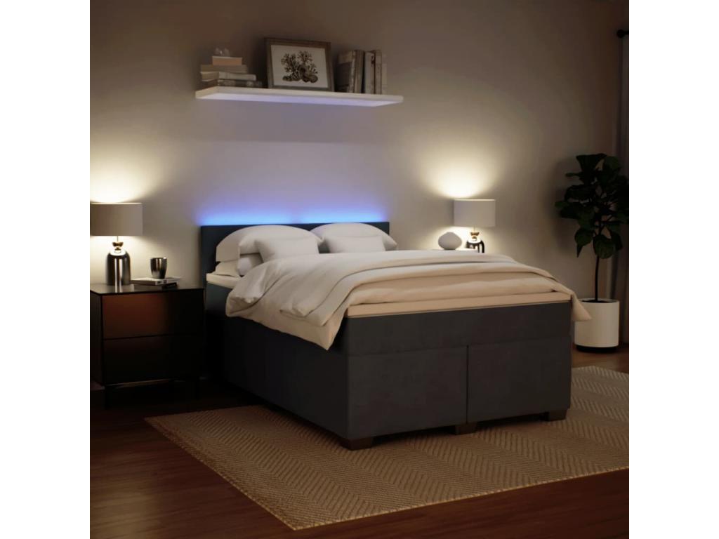 Sommier à Artigeo de lit et matelas Gris foncé 140x200cm Velours MJHI48763