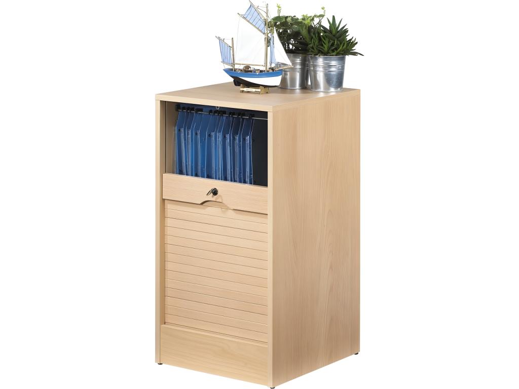 Classeur à Rideau 4 Etagères 1 Chezlova DS Serrure Larg 41.4 Haut 76 Prof 44 cm - Couleuris Hêtre CZQY15983