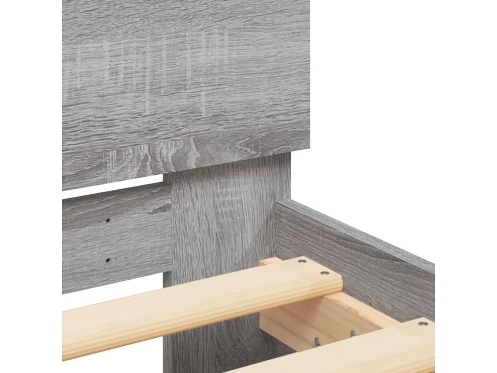 Cadre de lit avec tête de lit Chezlova gris 120x190 cm PLAV37039