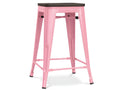 Tabouret industriel acier brillant et assise en bois massif marron Chezlova 60cm-Couleur Rose EVOP75303