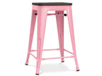 Tabouret industriel acier brillant et assise en bois massif marron Chezlova 60cm-Couleur Rose EVOP75303