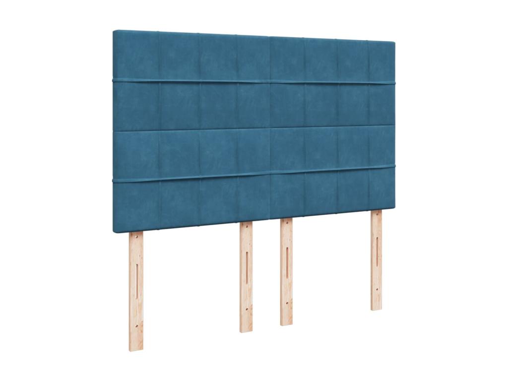 Sommier à Chezlova de lit et matelas Bleu foncé 160x200cm Velours CSJC70692