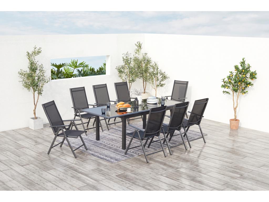 Salon de jardin gris en aluminium 8 personnes Chezlova BFBM35428