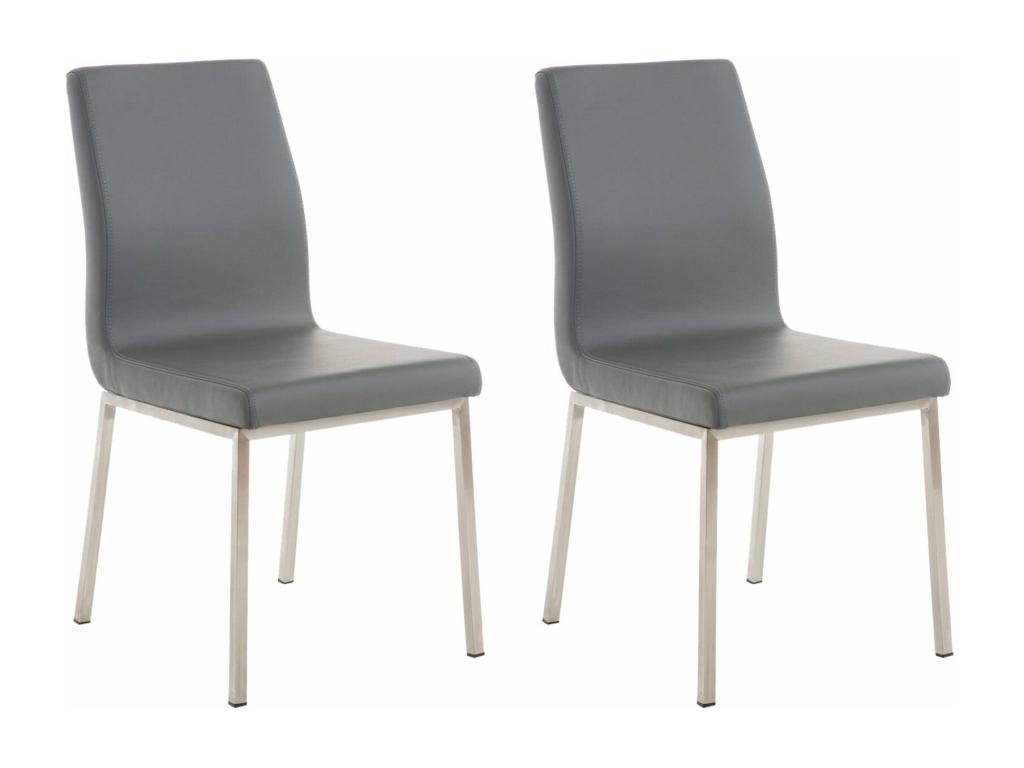 Lot de 2 chaises de salle à manger style épuré en PVC gris et acier inoxydable 10 0001610 BAEA47738