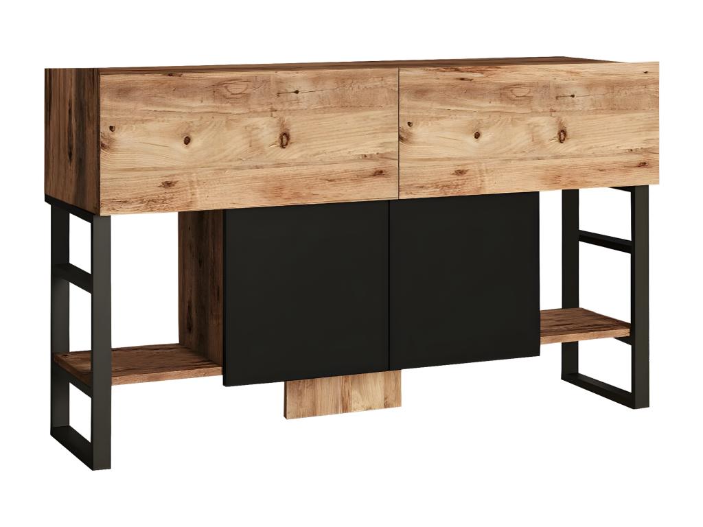 Buffet style industriel Chezlova Métal Noir et Bois Naturel et Noir URIR77055