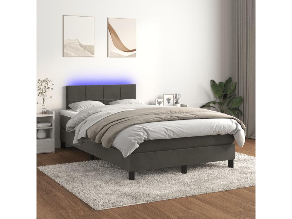 Sommier à Artigeo de lit avec matelas LED gris foncé 120x190 cm IYFU94324