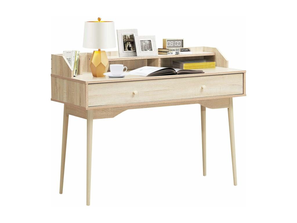 Bureau Moderne avec Tiroiret Étagère 120x50x93 CM Table d'Écriture avec Dispositif Anti-basculement Naturel ENRU85488