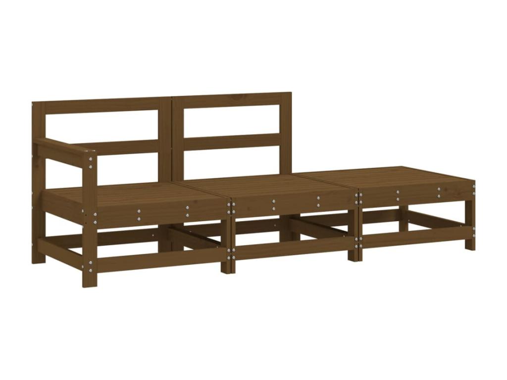 Salon de jardin 3 pcs marron miel bois de pin massif LXEB04488