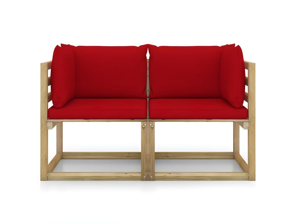 Canapés d'angle de jardin 2pièces et coussins Pin imprégné de vert WXOD70918