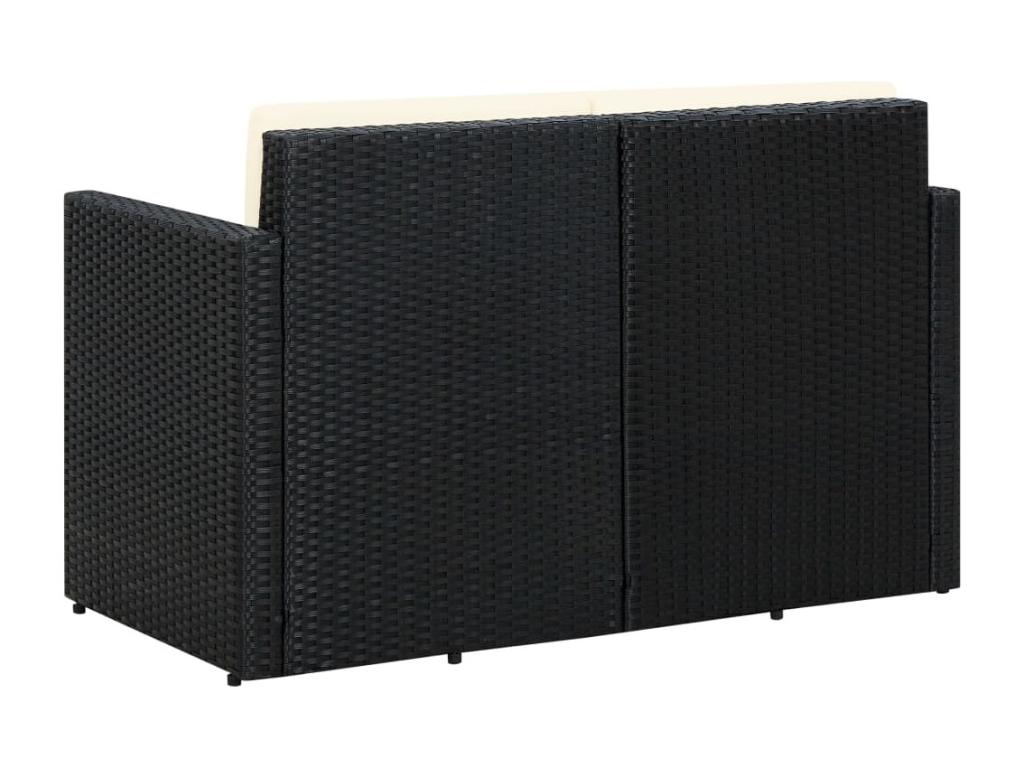 Canapé de jardin à 2 places avec coussins Noir Résine tressée ICGB07690