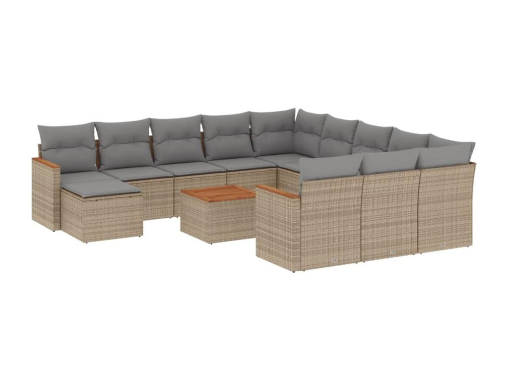 Salon de jardin avec coussins 13 pcs beige résine tressée HHHB54498