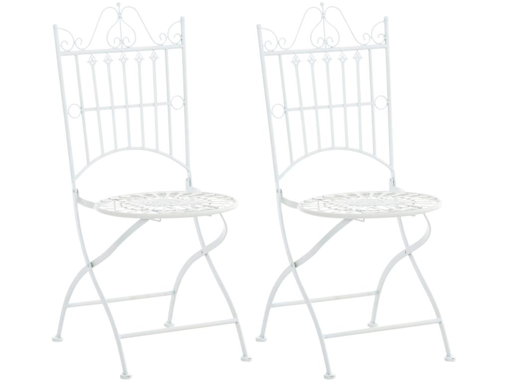 Lot de 2 Chaises de jardin - Métal / Métal - Blanc - Chezlova ERQU02983