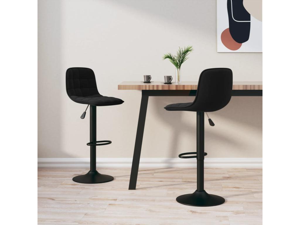 Tabourets de bar lot de 2 velours noir AWFR05413