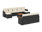 Salon de jardin 11 pcs avec coussins noir résine tressée JSZF66529