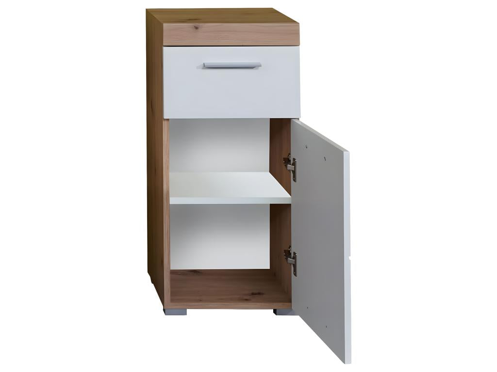 Armoire de sol de salle de bain Artigeo blanc et chêne noueux RZEQ87616