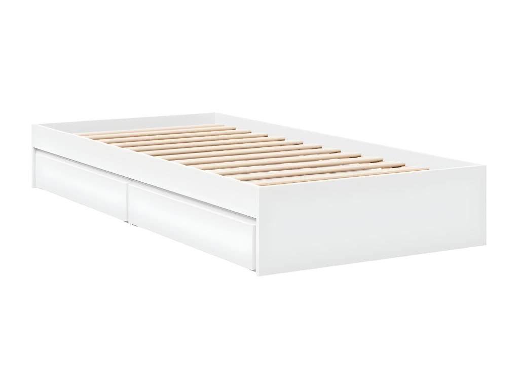 Cadre de lit avec tiroirs sans matelas blanc 75x190 cm TTWG57843