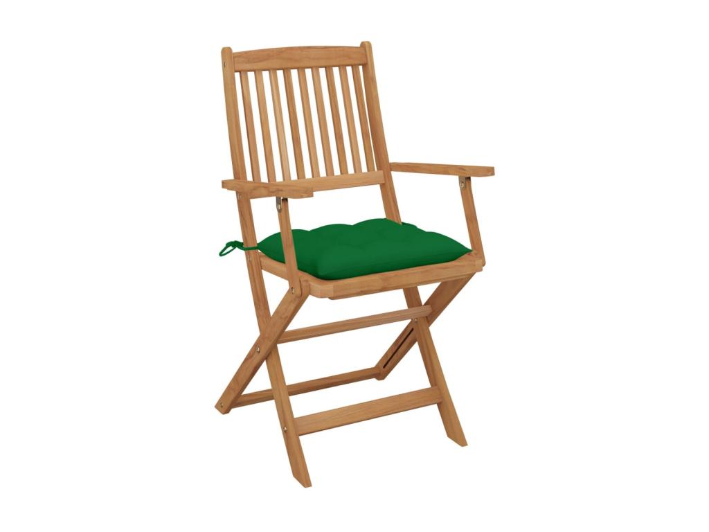 Chaises pliables de jardin 8 pcs avec coussins Bois d'Artigeo 40 PICN10281