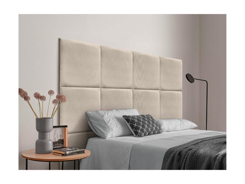 Chezlova Tête de lit tapissée en tissu Aqualine composée de panneaux de lit autocollants interchangeables pour chambre de luxe Beige 135 cm LFTM66184