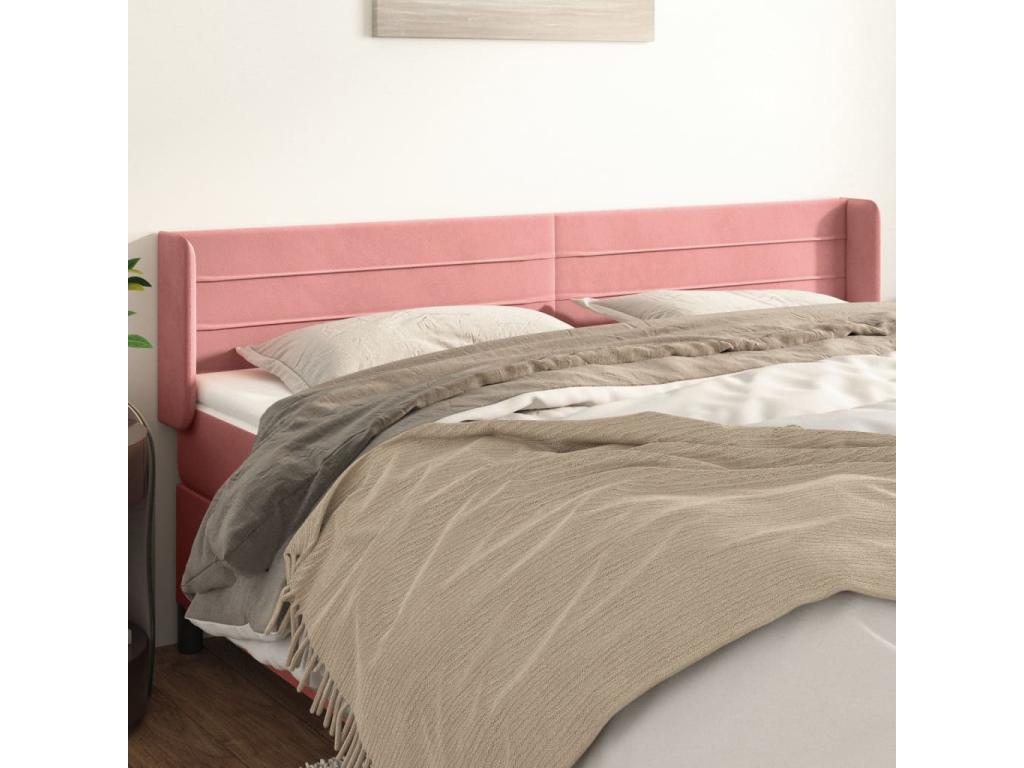 Tête de lit avec oreilles Rose 183x16x78/88 cm Velours SWFU88952