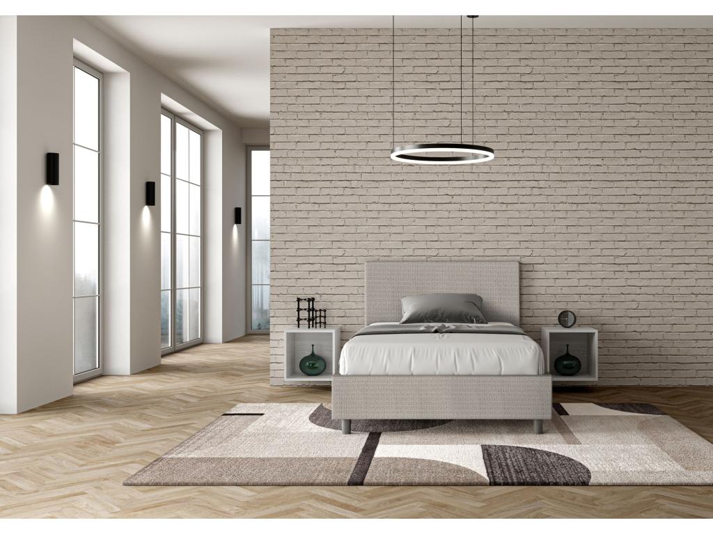 Lit 1 place et demi coffre rembourré 120x190 tissu Labirinto 1 blanc Chezlova SVMQ99507