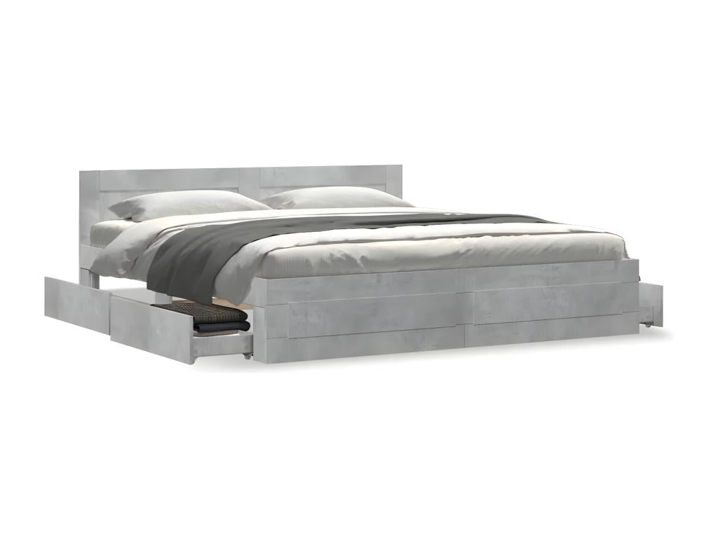 Cadre de lit avec tête de lit gris béton 180x200 cm YBYU00527