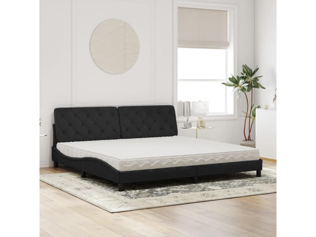 Lit avec matelas noir 200x200 cm velours MWEU87232
