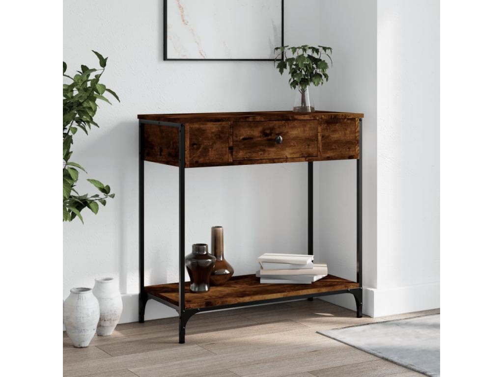 Table console chêne fumé 75x34,5x75 cm bois d'ingénierie ZAJH65834