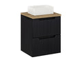Meuble simple vasque 50cm 2 tiroirs Chezlova Noir et Bois ETLT14824