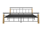 Cadre de lit sans matelas métal bois de chêne massif 180x200 cm WLJL17438