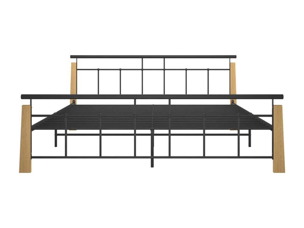 Cadre de lit sans matelas métal bois de chêne massif 180x200 cm WLJL17438