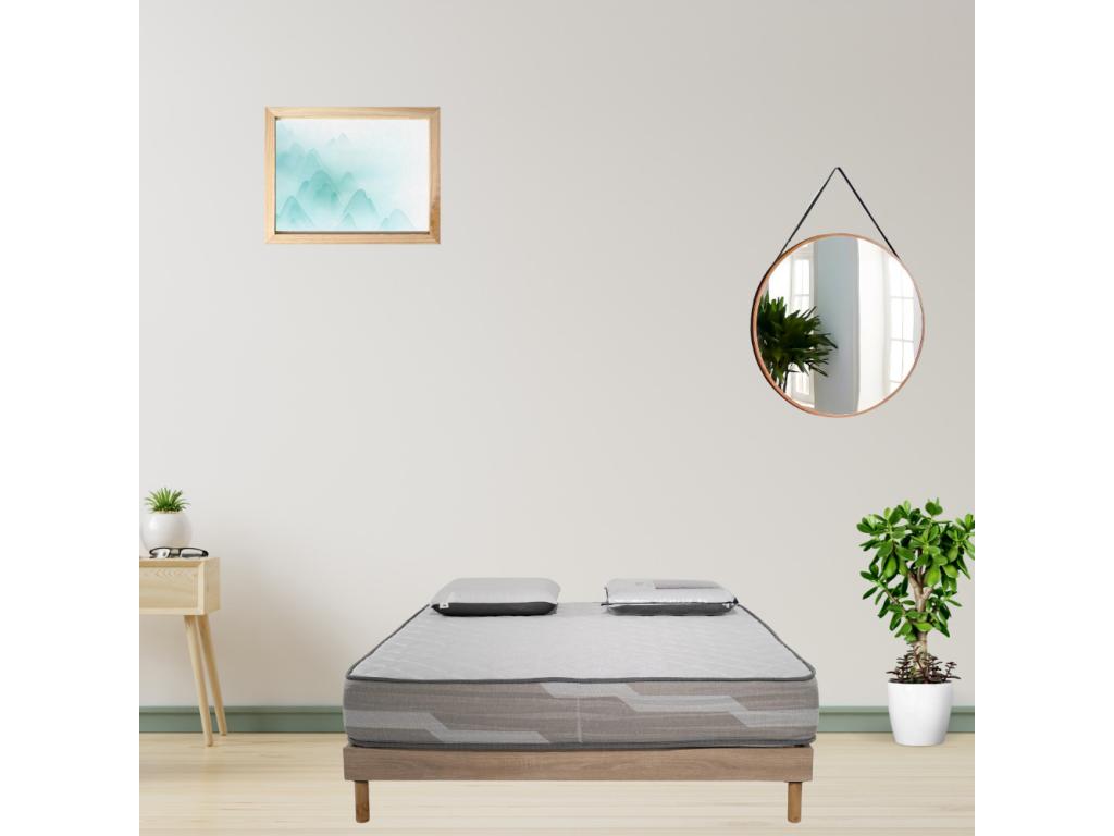 Ensemble Matelas Select Ressorts ensachés - 160x200cm avec 2 Oreillers Artigeo et Sommier Artigeo chêne RRKE81523