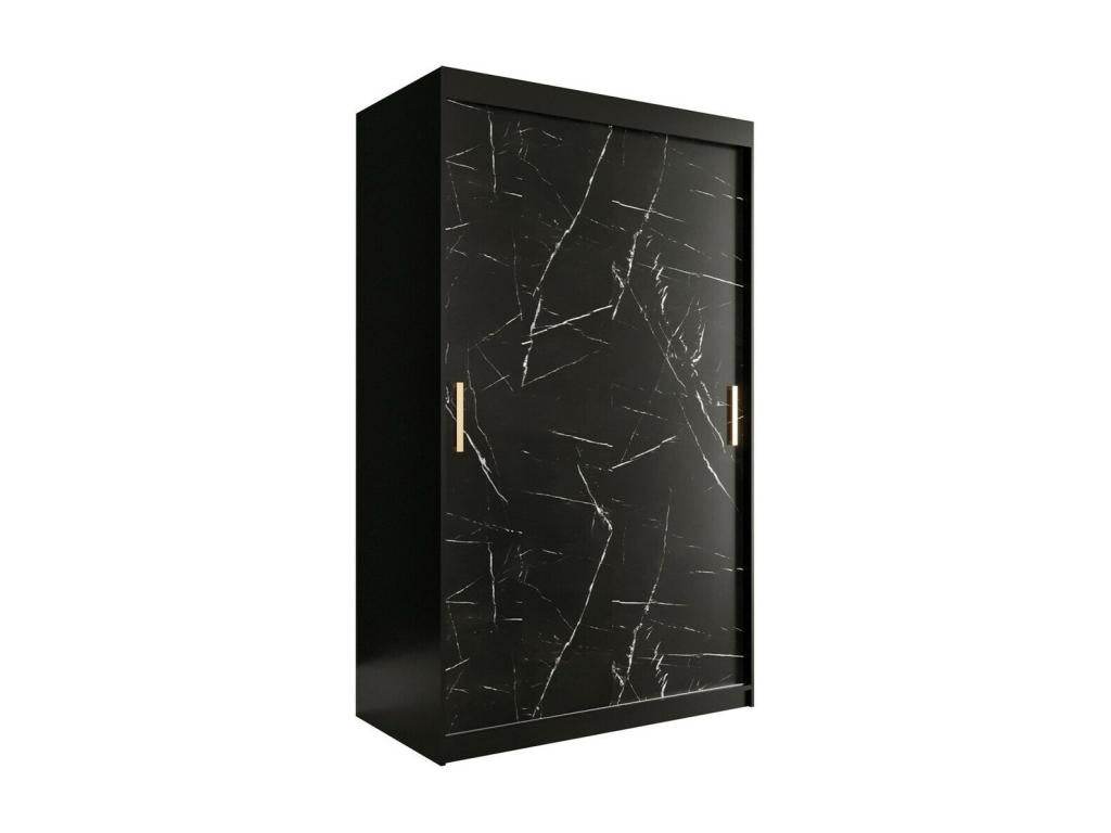 Armoire Chezlova 247 Noir mat - Marbre noir 200x120x62cm Portes d'armoire Glissement XMHI21857