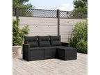 Salon de jardin 4 pcs avec coussins noir résine tressée KBNN44369