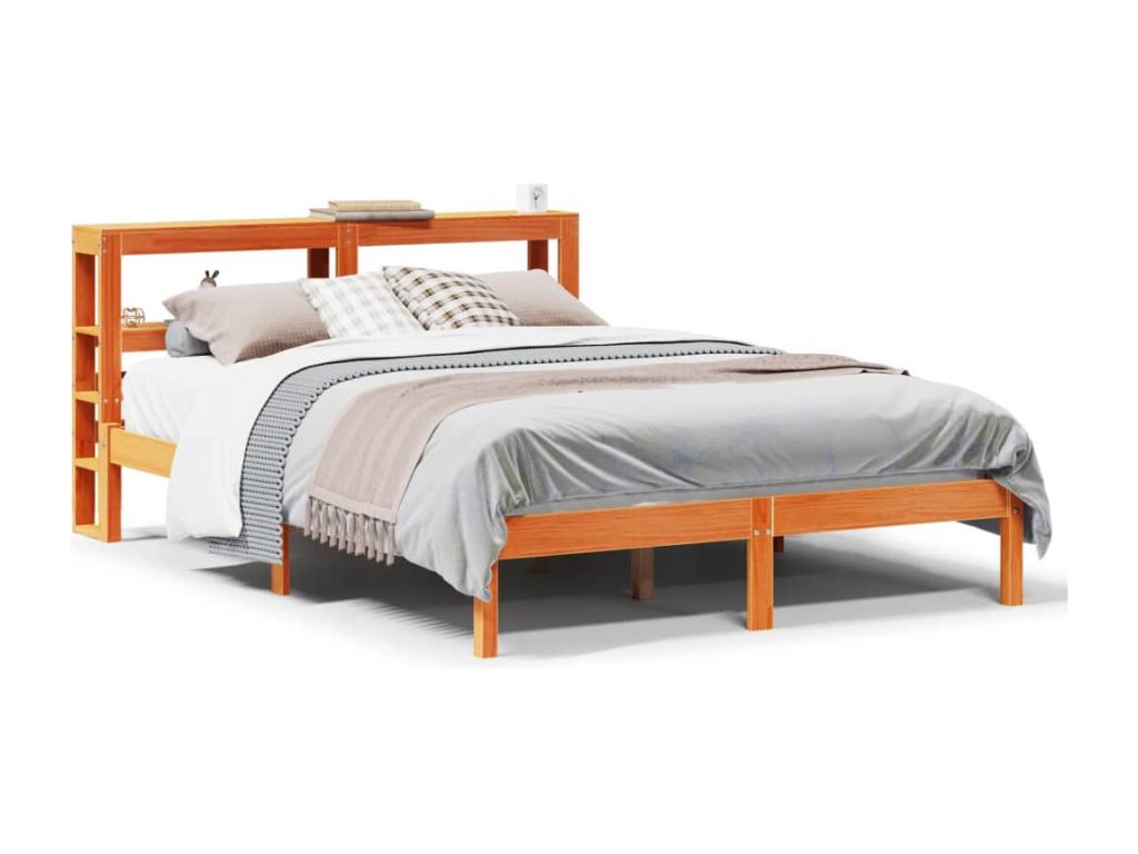 Cadre de lit et tête de lit cire marron 150x200 cm bois de pin GXDV67672