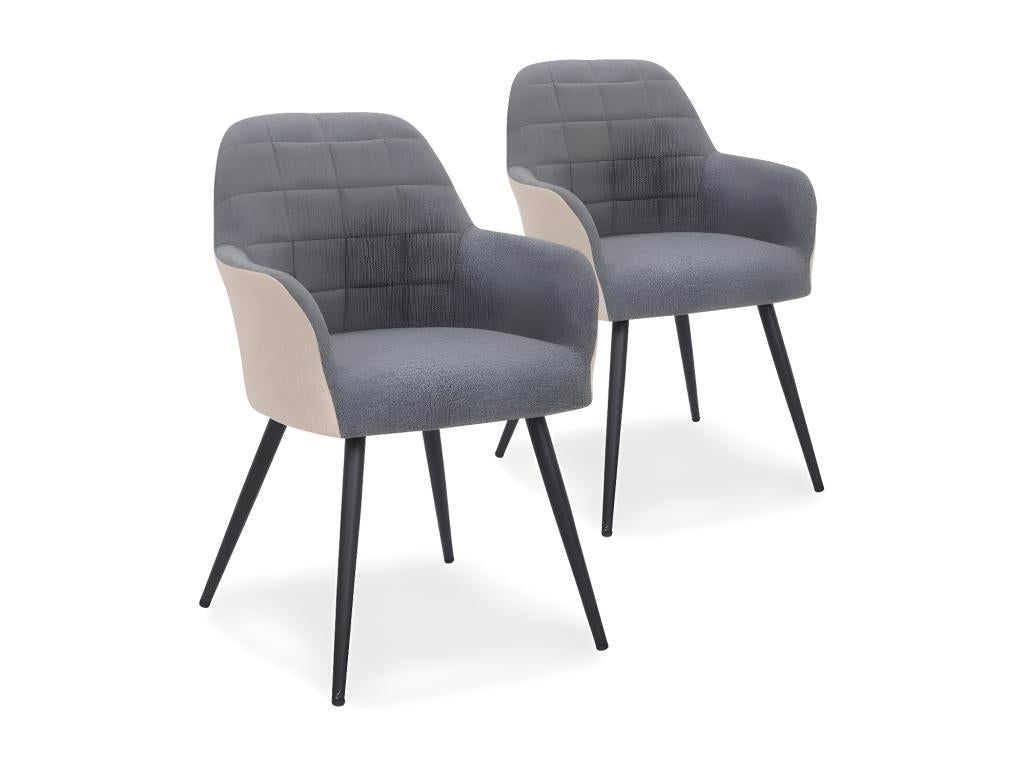 Lot de 2 Fauteuils Design Artigeo 81cm Beige/Gris OOCT32387