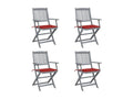 Chaises pliables d'extérieur 4 pcs avec coussins Bois d'Artigeo 3 TYQW60041