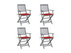 Chaises pliables d'extérieur 4 pcs avec coussins Bois d'Artigeo 3 TYQW60041