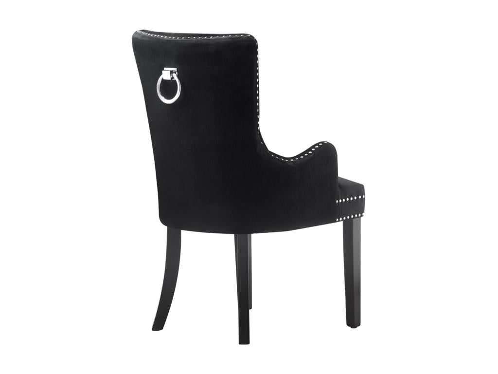 Artigeo - Lot de 6 Chaises Capitonnées en Velours - Avec Accoudoirs - Pieds en Bois - Noir RMOG73919