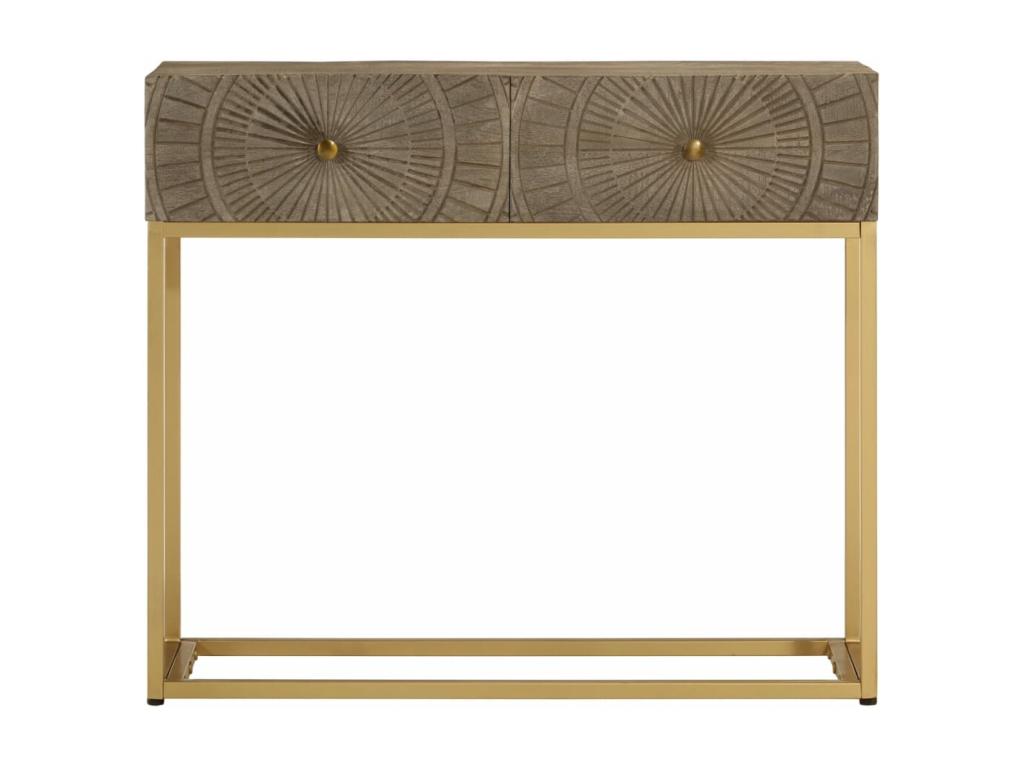 Table console 90x30x76 bois massif de manguier et fer NVIX91331