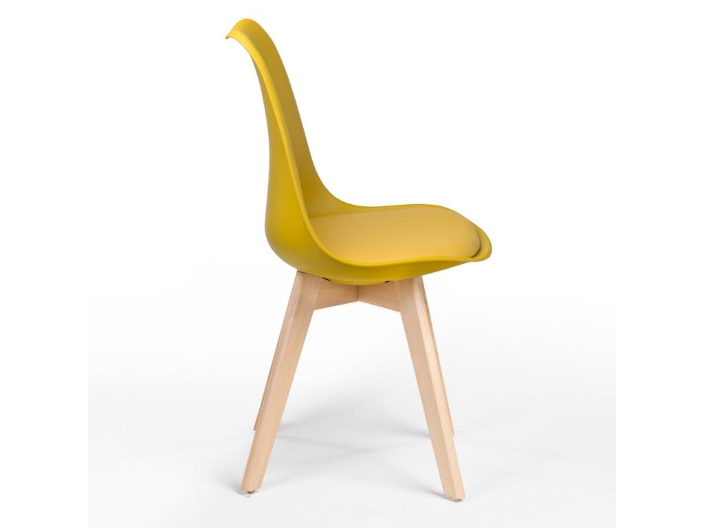 Chaise Artigeo style nordique - Assise en simili cuir et pieds en bois clair-Couleur Jaune Artigeo WHRW15790