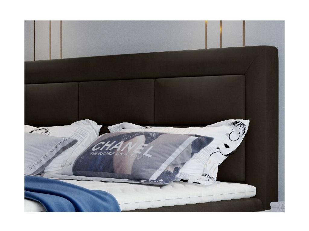 Lit continental velours marron Chezlova-Couchage 180x200 cm AGFB87529